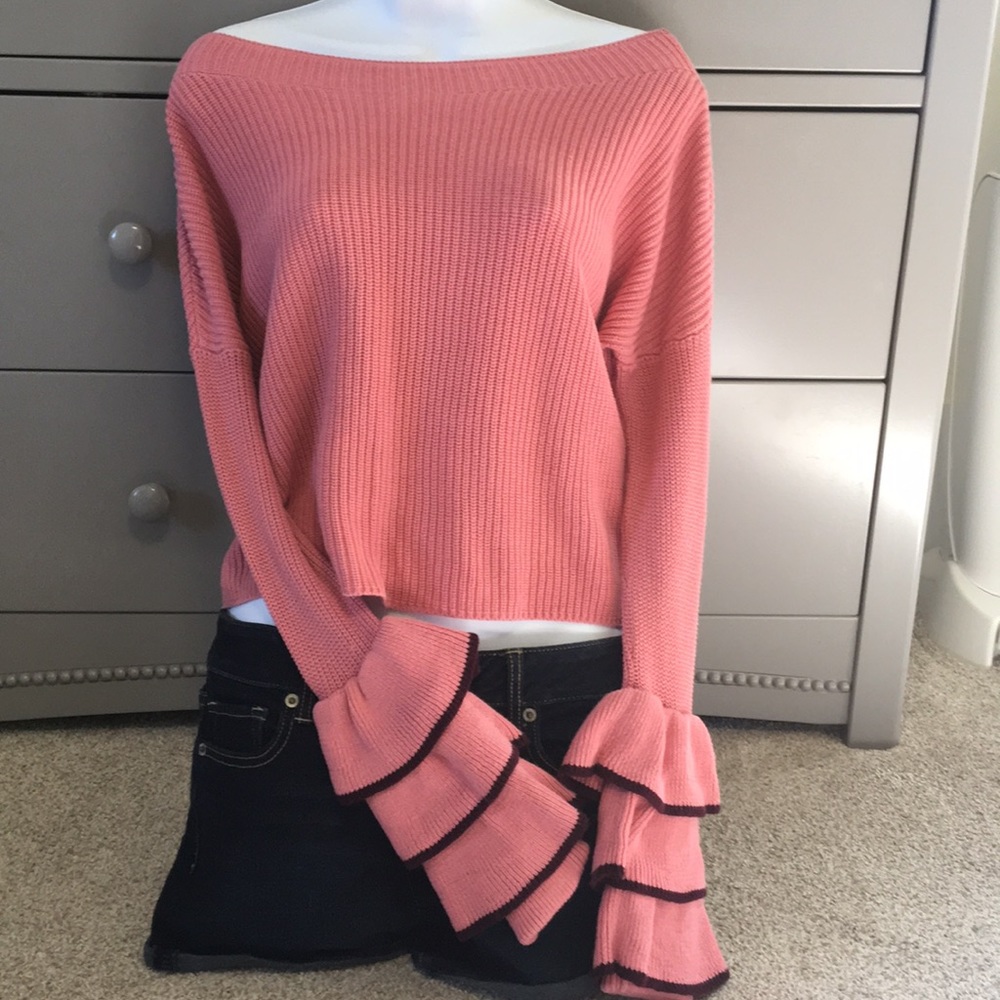 Express Off the Shoulder Bell Sleeve Sweater EUC